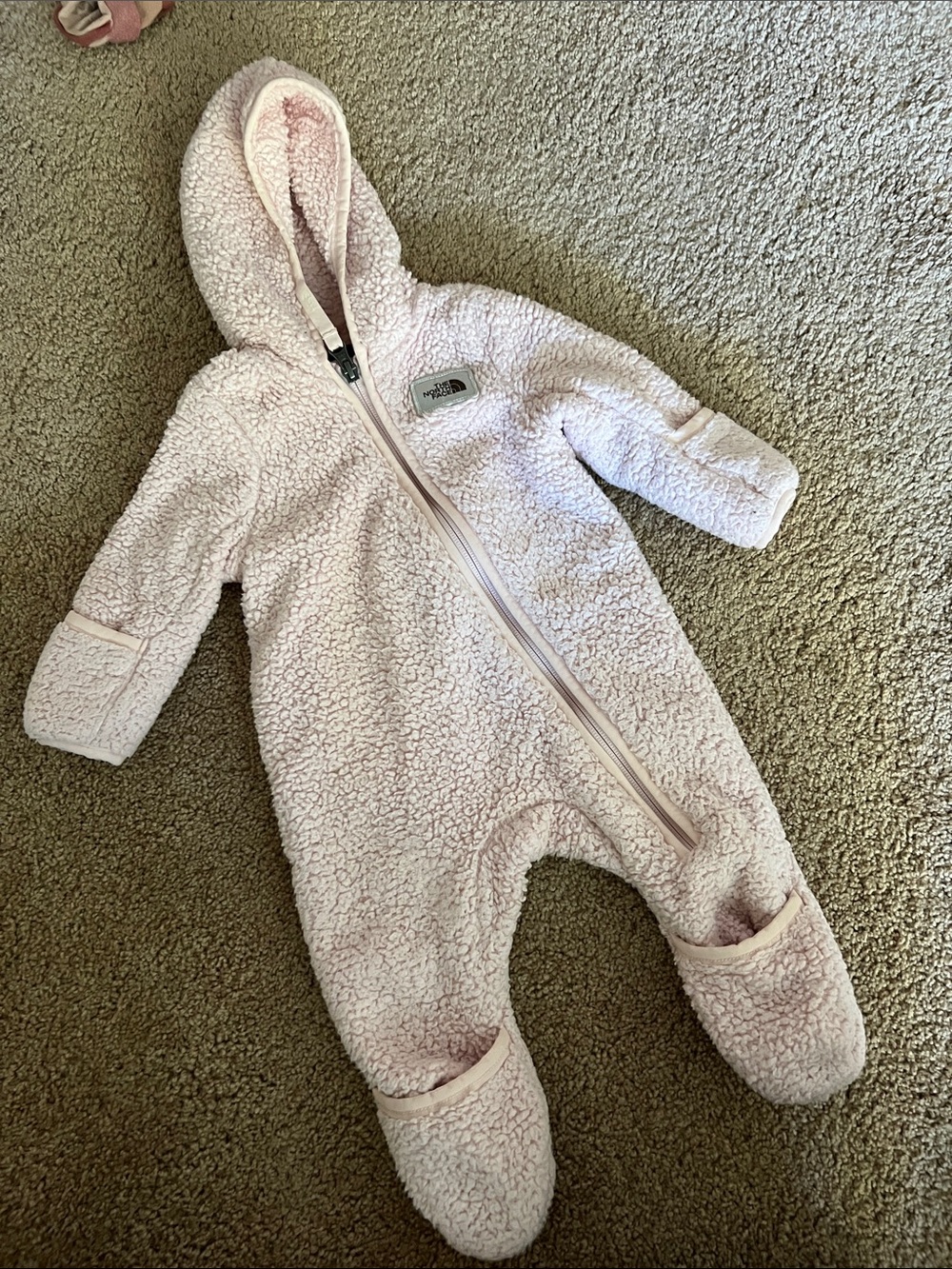 The North Face Baby Sherpa Footed One-Piece in Pale Pink